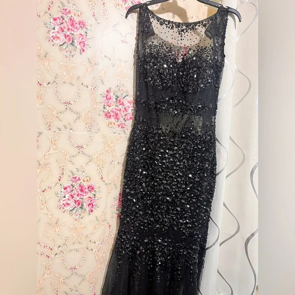 elegant runway dresses Elegant Silver Gold Large Crystal Evening Dress with Cap SS517